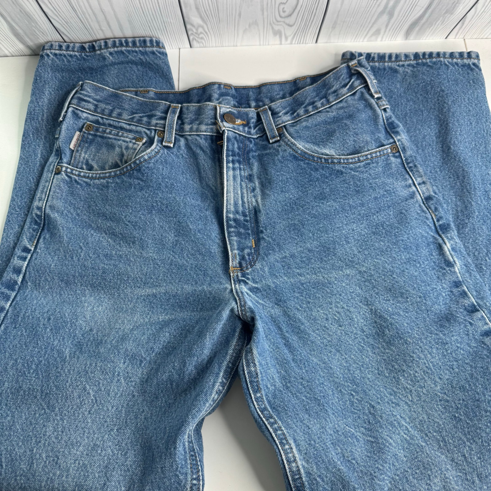 Carhartt Jeans Mens 33x32 Blue Denim Traditional Fit Stonewash Workwear Relaxed